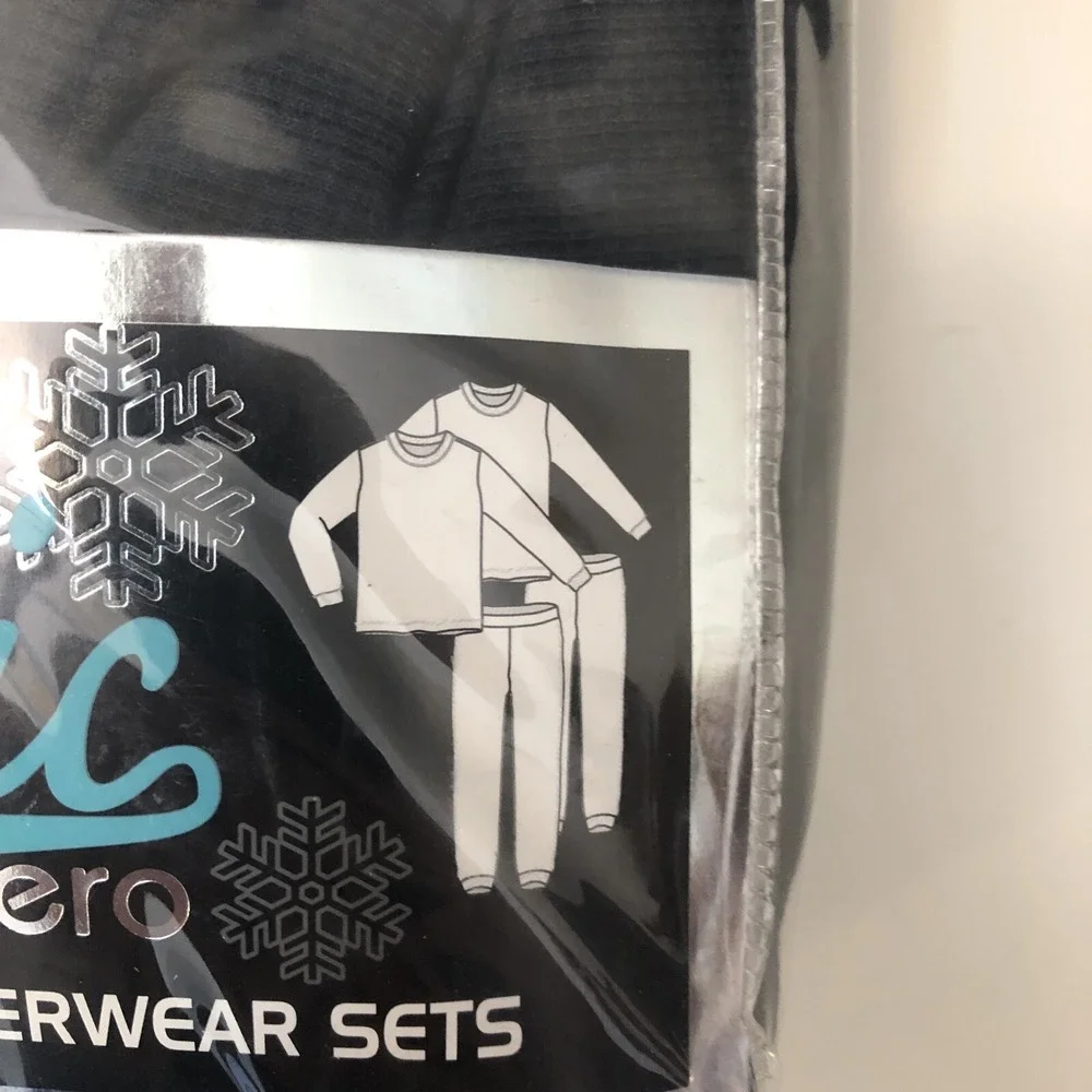 Arctic Hero Thermal Underwear Boys Size 12/14 White Black 2 Pack Set Waffle Knit